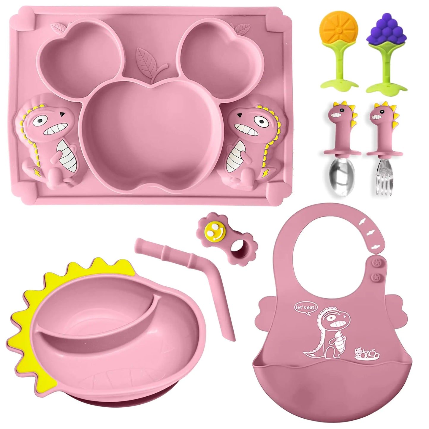 Dino-Mite Baby Eatery Set - Silicone Bib & Self-Feeding Gear