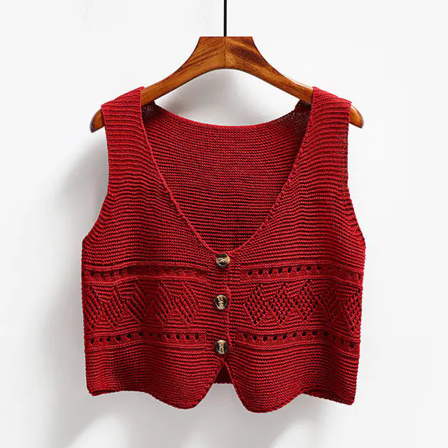 Chic Hollow-Out Sleeveless Knit Vest