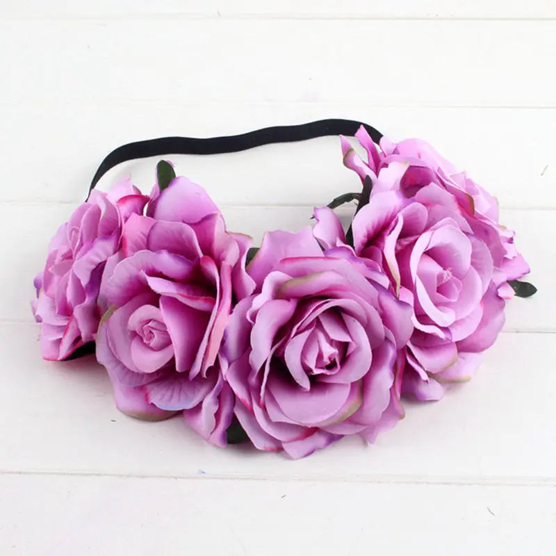 Colorful Velvet Rose Flower Headband for Weddings