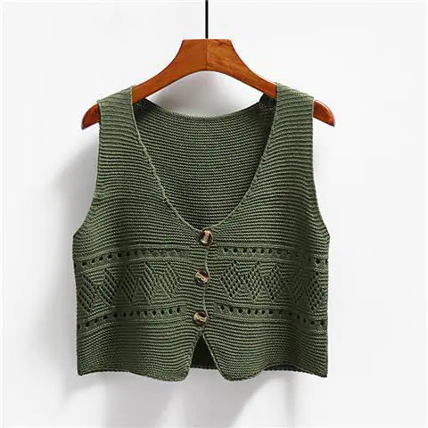 Chic Hollow-Out Sleeveless Knit Vest